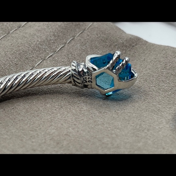 David Yurman Blue Topaz Cable Wrap Bangle - Picture 9 of 9